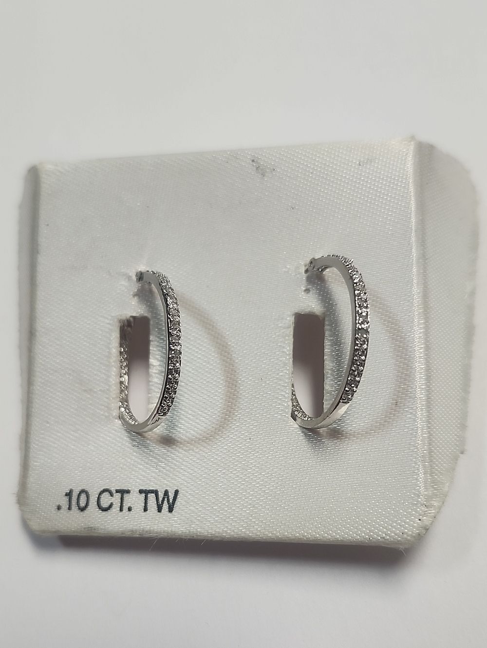 Sterling Silver Plated Diamond Pave Hoop Earrings